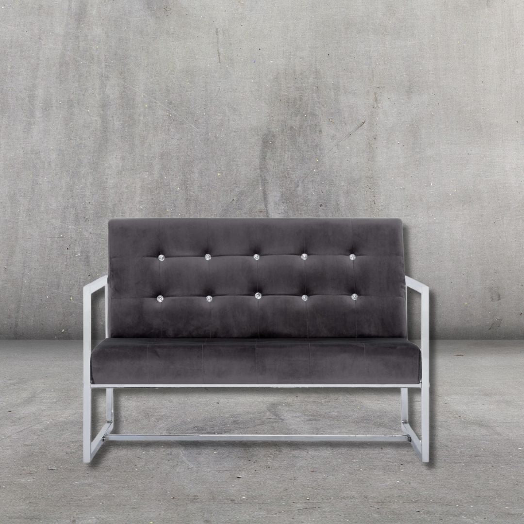 2-Sitzer-Sofa Dunkelgrau aus Samt mit Chrombeinen – Modern und Komfortabel