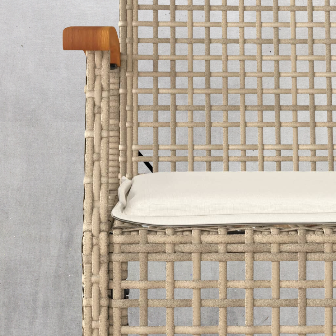 "4-tlg. Garten-Lounge-Set mit Kissen Beige Poly Rattan"