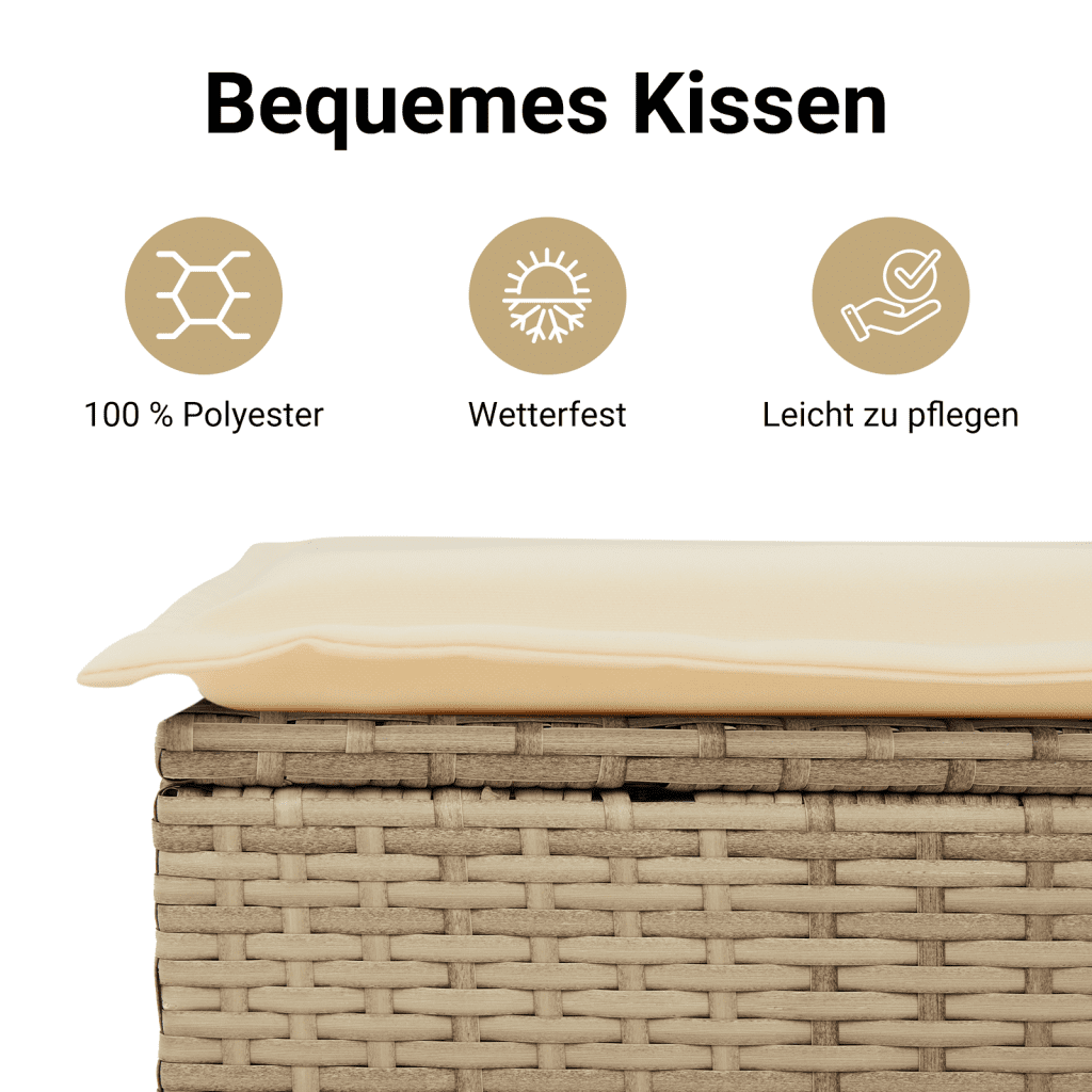 "4-tlg. Garten-Lounge-Set mit Kissen Beige Poly Rattan"