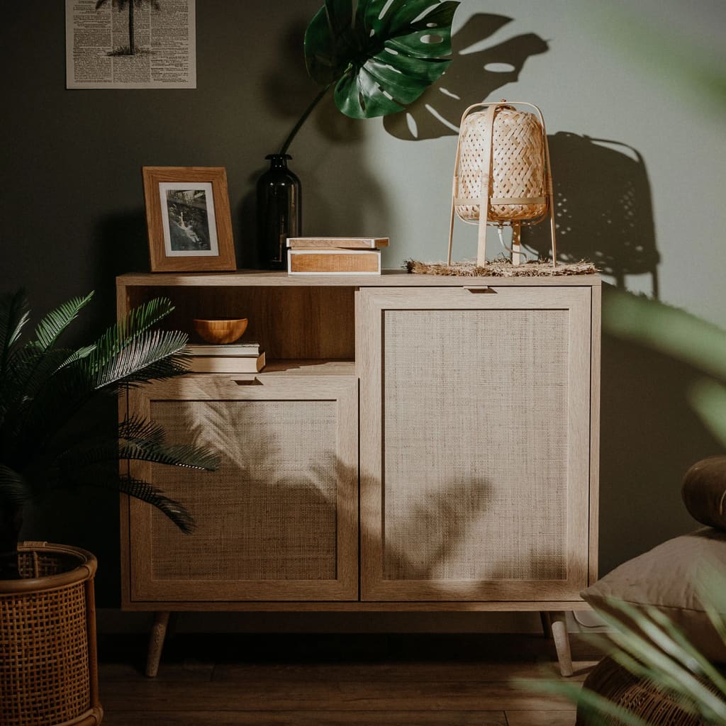 "Charming Bali 01A Sideboard von Finori mit zwei Türen und offenem Fach"