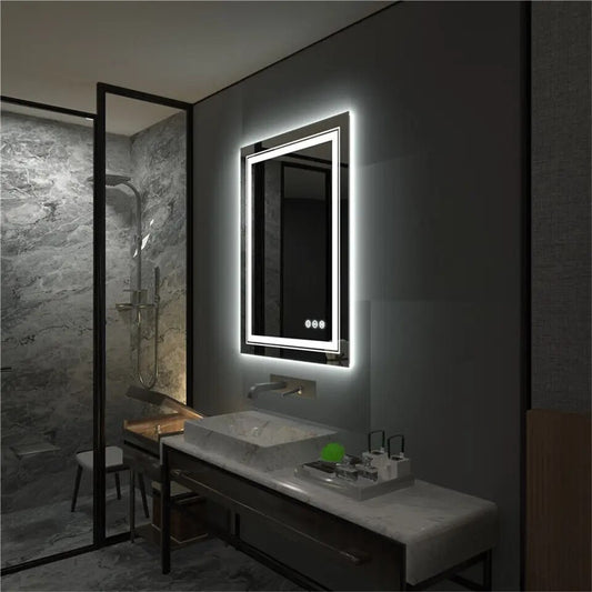 Kristallklarer LED-Badezimmerspiegel mit Dual-Lights