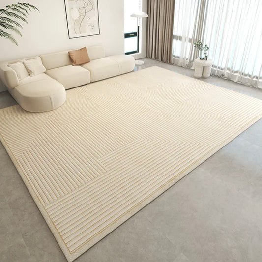 Cremefarbener Linien-Teppich für eine moderne Note in Wohn- und Schlafbereichen