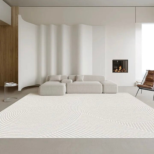 Beige Linien-Teppich für großzügigen Wohn- und Schlafkomfort