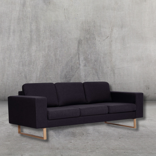 Modernes 3-Sitzer-Sofa in Schwarz aus Stoff