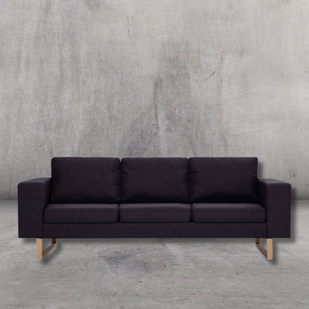 Modernes 3-Sitzer-Sofa in Schwarz aus Stoff