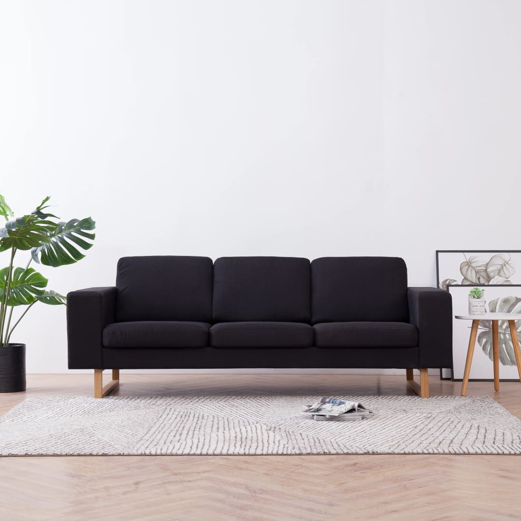 Modernes 3-Sitzer-Sofa in Schwarz aus Stoff