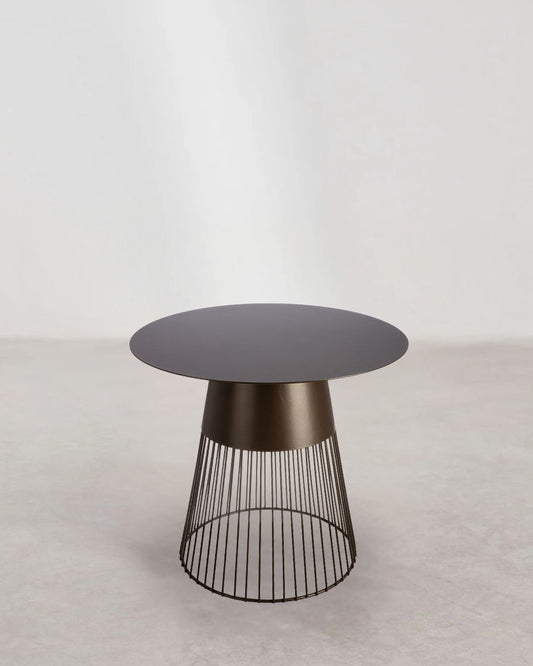 Runder Beistelltisch aus Metall in Dunkelbraun, matt – modernes Design