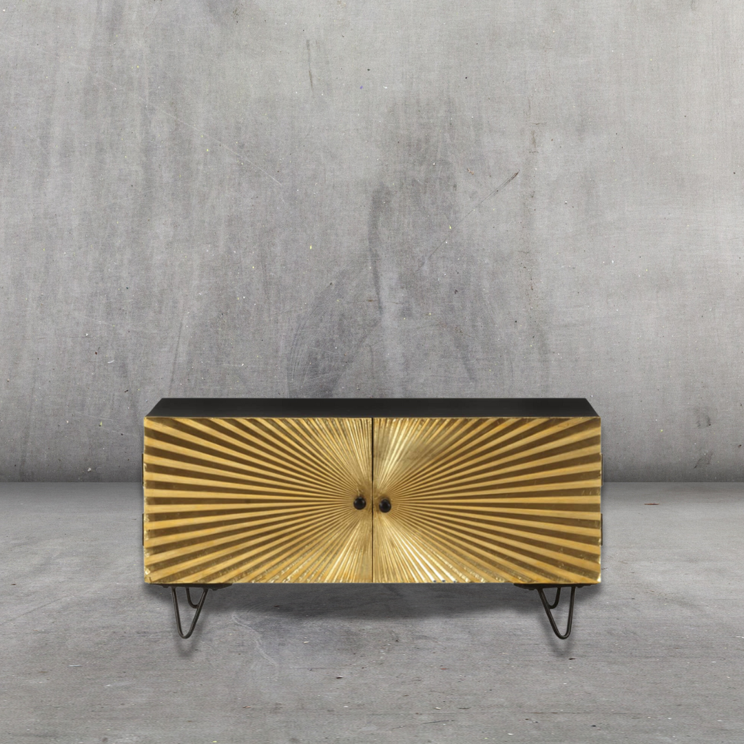 Couchtisch aus Massivholz Mango - Gold, 90x50x45 cm