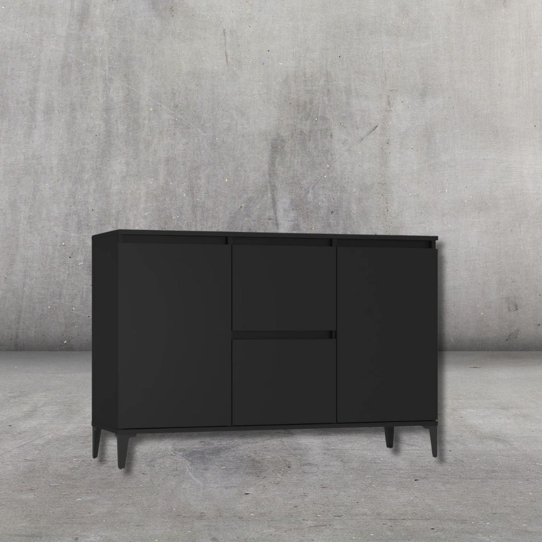 Sideboard Schwarz 104x35x70 cm aus Holzwerkstoff mit industriellem Design