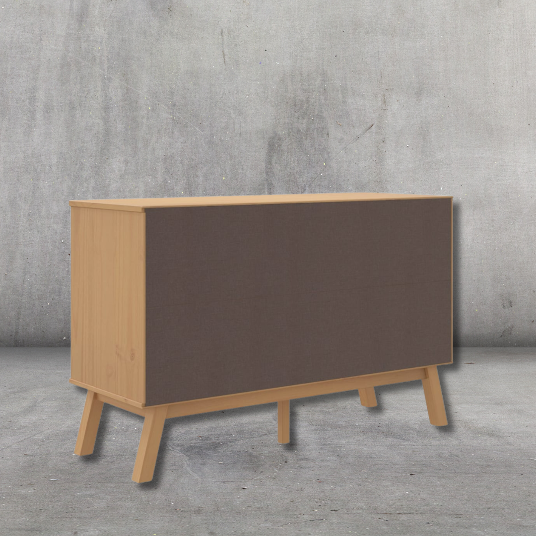 Sideboard Weiß und Braun 114x43x73,5 cm Massivholz Kiefer