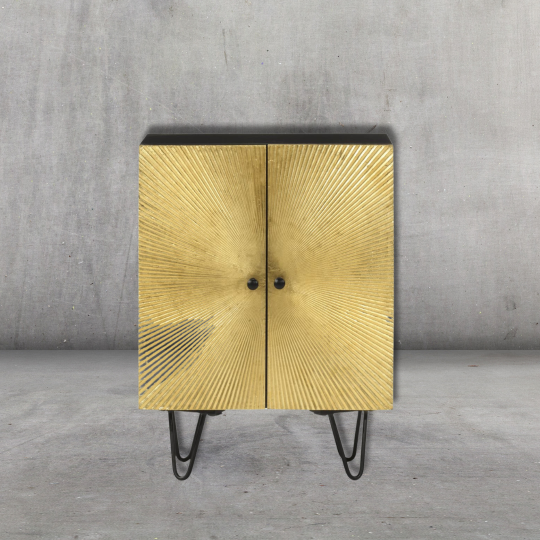 Sideboard aus Massivholz Mango - Gold, 55x30x75 cm