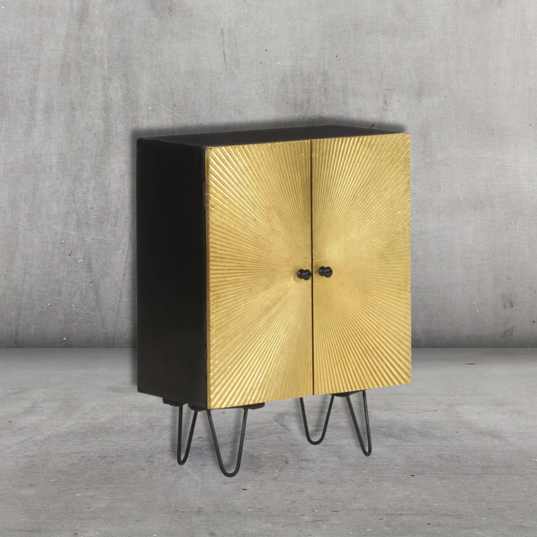 Sideboard aus Massivholz Mango - Gold, 55x30x75 cm