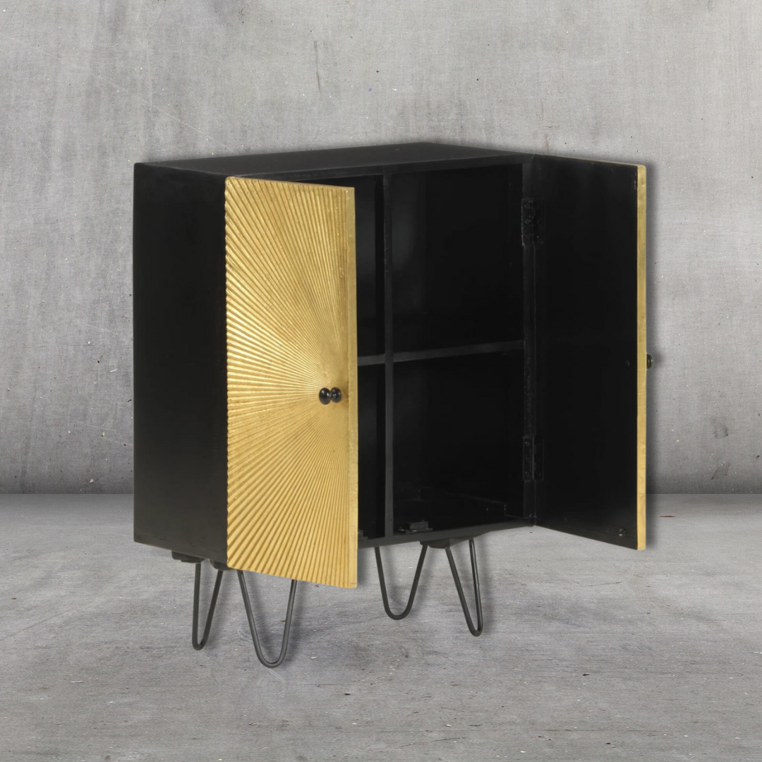 Sideboard aus Massivholz Mango - Gold, 55x30x75 cm