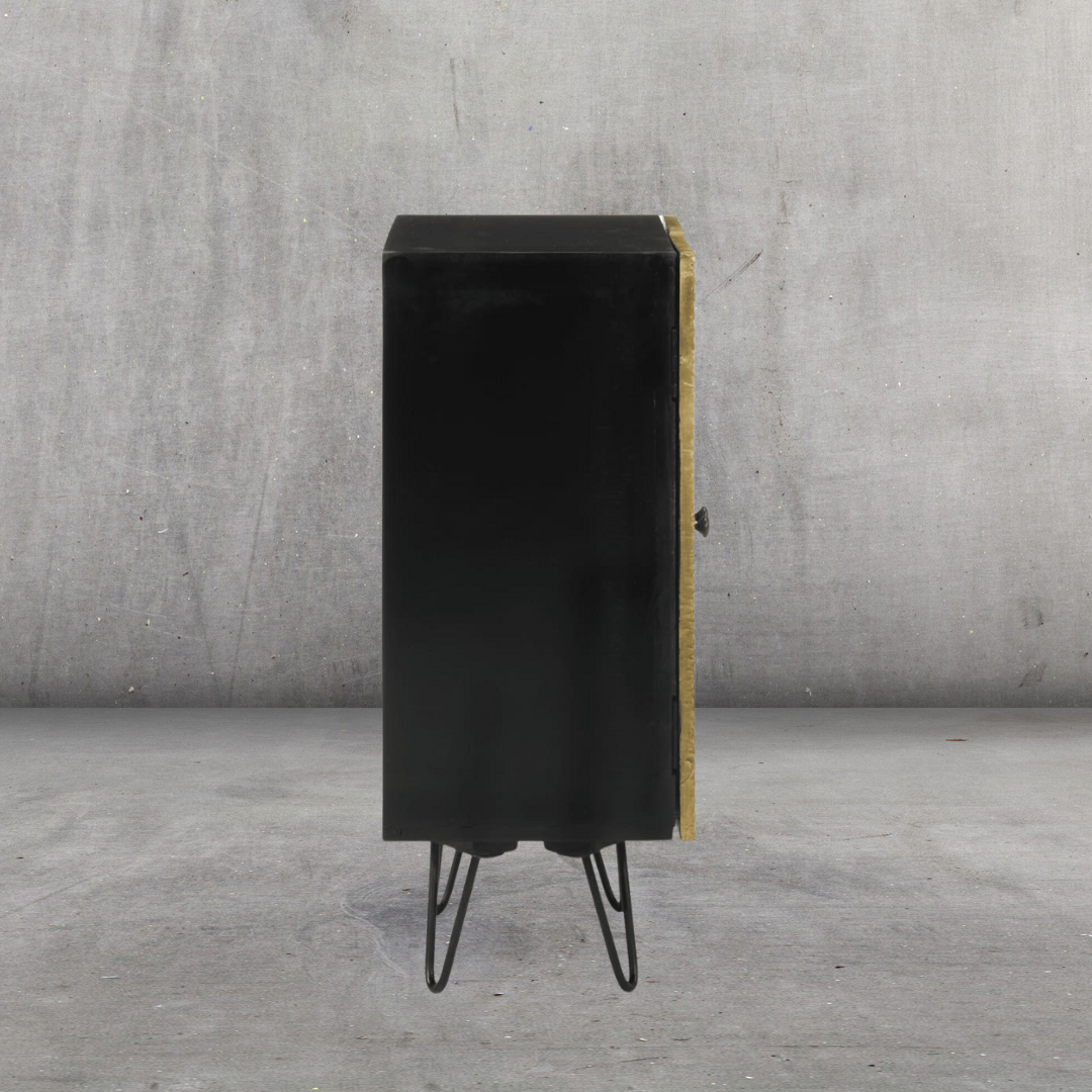 Sideboard aus Massivholz Mango - Gold, 55x30x75 cm